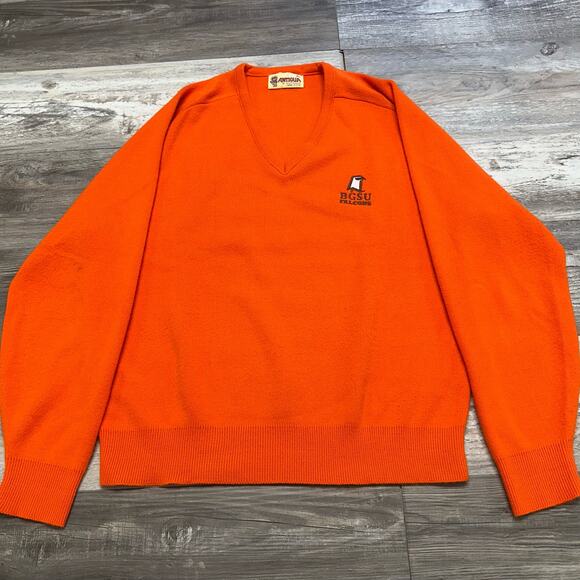 Bowling Green Falcons Sweater BGSU Knit Vintage 80s Antigua V Neck Mens XL Retro - Picture 1 of 8